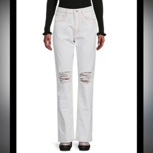 WeWoreWhat Distressed Straight Leg Icon Jeans White Size 24 G
